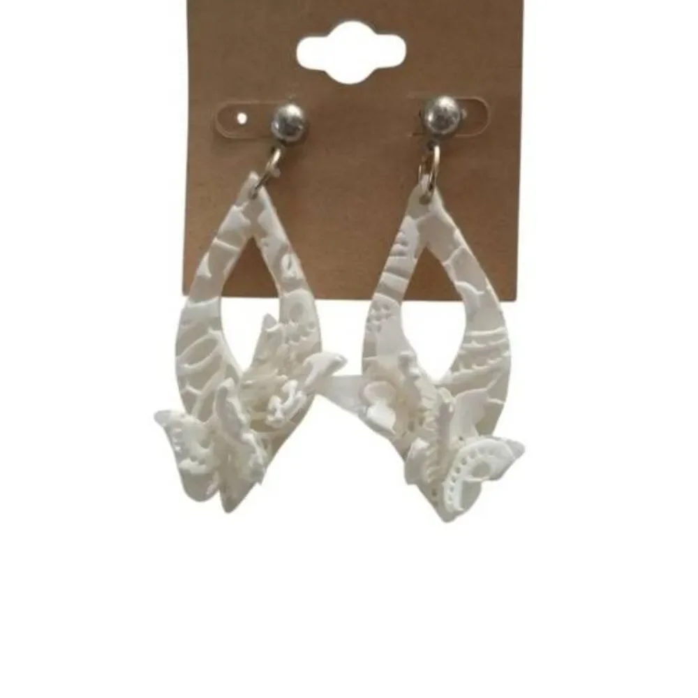 Bundle of 5 Handmade Clay Metal Dangly Earrings Butterfly Discs Hearts